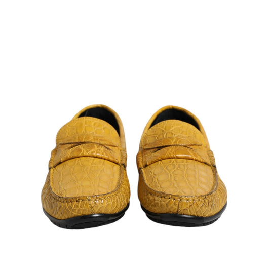 Dolce & Gabbana Yellow Exotic Leather Loafers Slip On Shoes MV7575-41