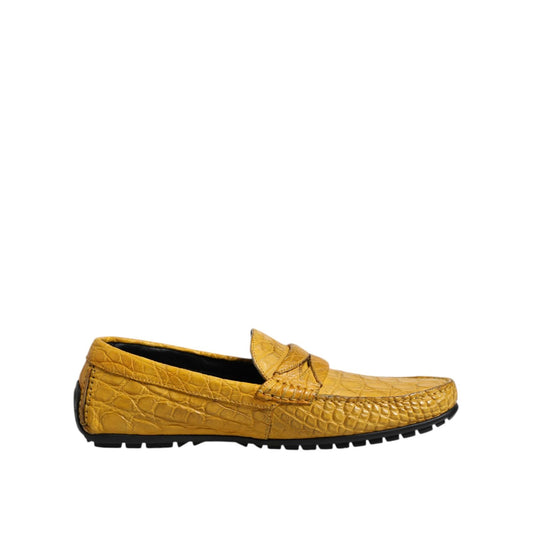 Dolce & Gabbana Yellow Exotic Leather Loafers Slip On Shoes MV7575-41