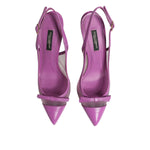 Dolce & Gabbana Purple Leather Mesh High Heels Slingback Shoes LA12764-36