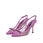 Dolce & Gabbana Purple Leather Mesh High Heels Slingback Shoes LA12764-36