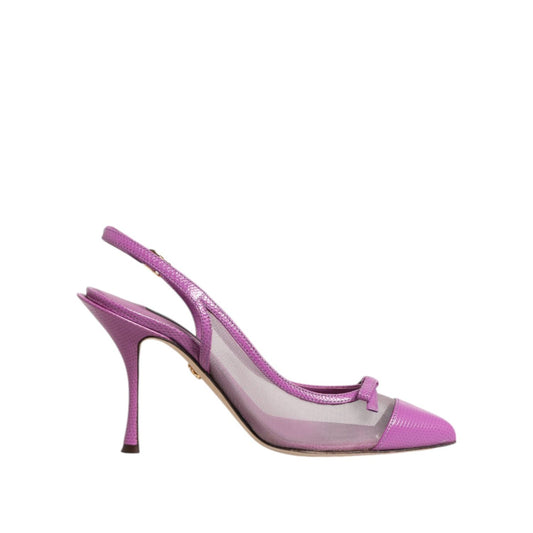 Dolce & Gabbana Purple Leather Mesh High Heels Slingback Shoes LA12764-36