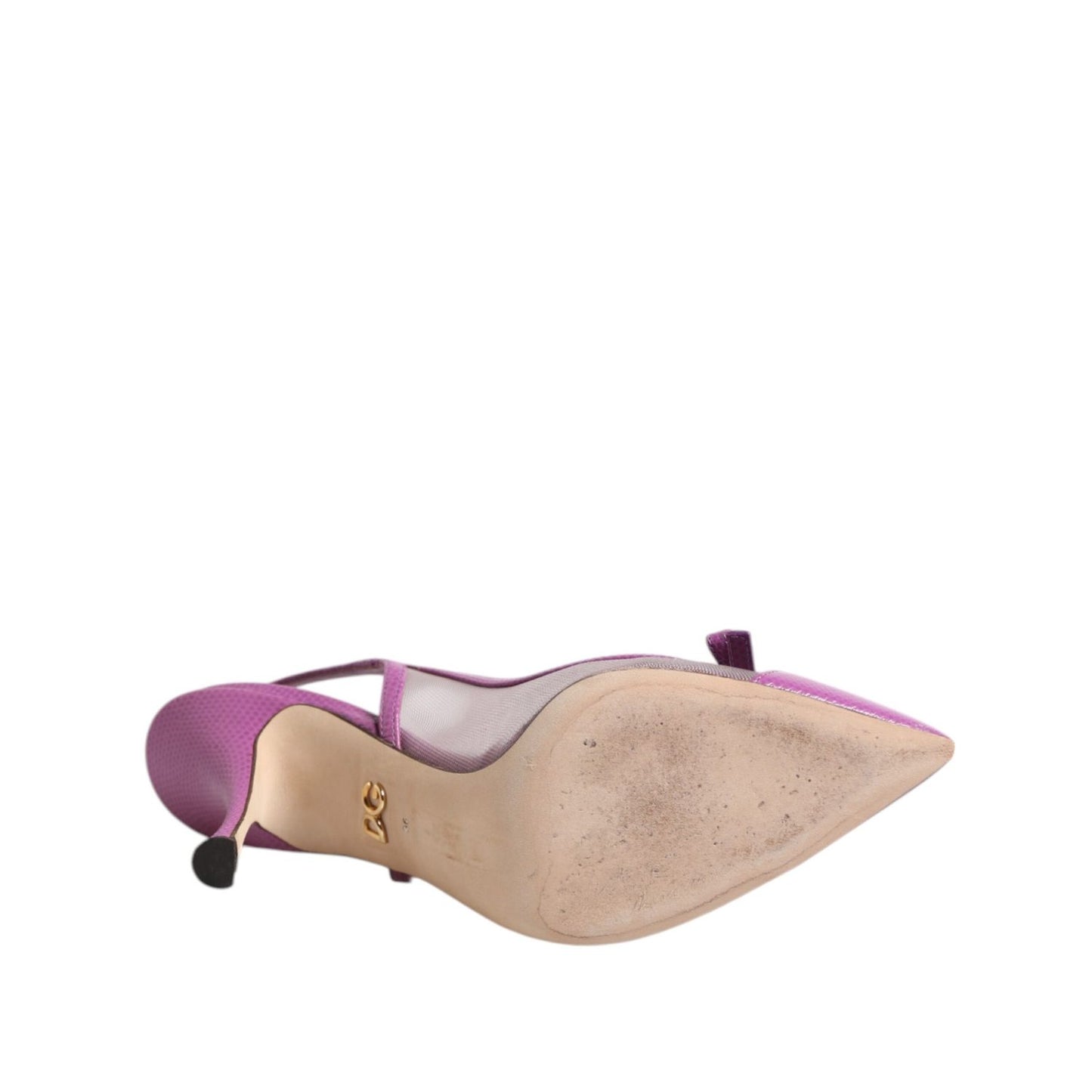 Dolce & Gabbana Purple Leather Mesh High Heels Slingback Shoes LA12764-36