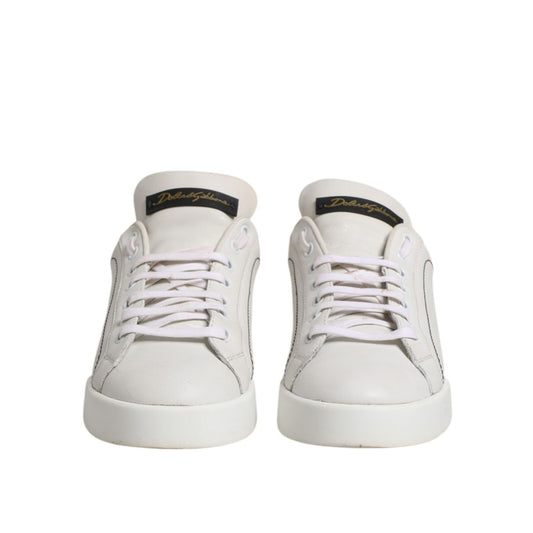 Dolce & Gabbana White Gold Leather Low Top Sneakers Shoes LA12760-39