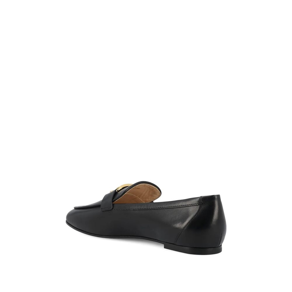 Tod's Black Calfskin Slip-On Loafers