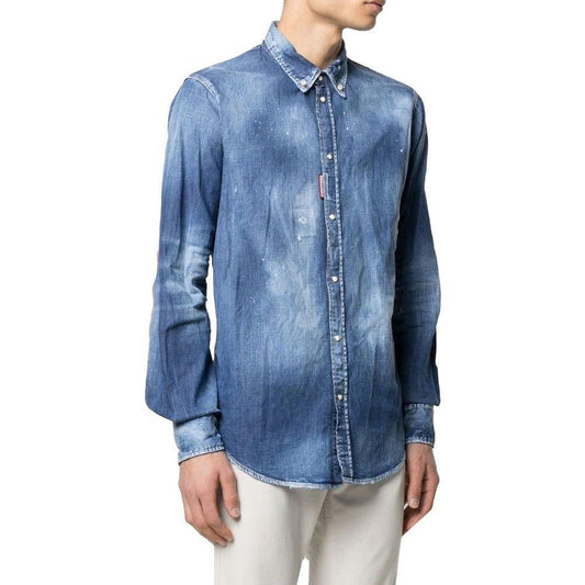 Dsquared² Distressed Effect Denim Shirt DS-8735456854228-IT52 | XL