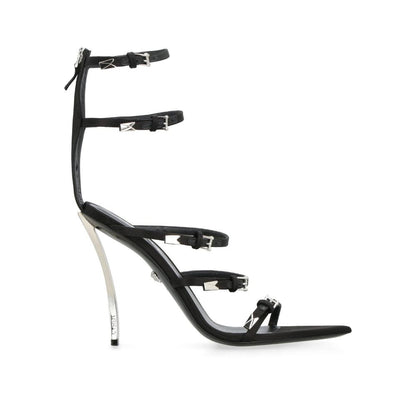 Versace Black Calfskin Stiletto Heel Sandals