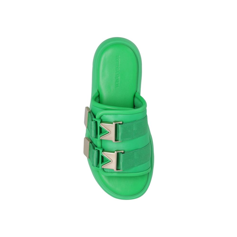 Bottega Veneta Green Nylon Slides
