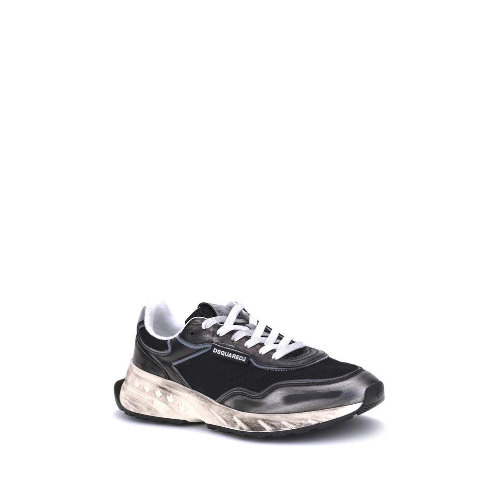 Dsquared² Black Calf Leather Bos Taurus Athletic Sneakers 1728,72470364320,Athletic - Sneakers - Shoes,Black,Dsquared²,EU40.5/US7.5,EU40/US7,EU41.5/US8.5,EU41/US8,EU44/US11,Men,New with tags,Shoes,Sneakers - Shoes