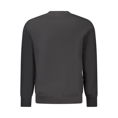 Back view of Calvin Klein Black Cotton Men Sweater showcasing sleek design and crew neck.