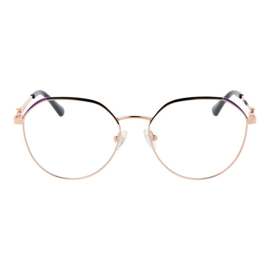 Guess Gold Women Glasses Frame made of metal with full-rim browline style and demo glasses, includes branded case, spring hinge design.