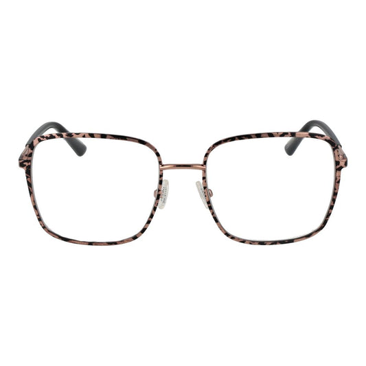 Guess Rose Gold Women Glasses Frame, square style, metal full-rim, demo lenses, includes branded case, model 54-18-135.