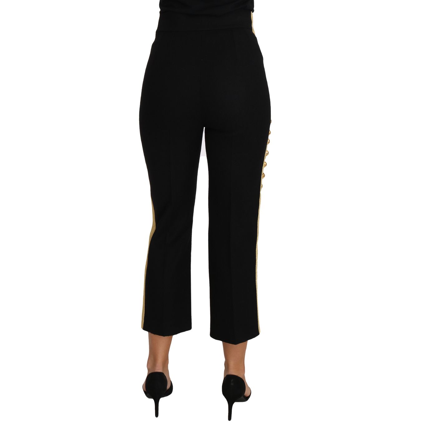 Dolce & Gabbana Military Embellished Pants Black Gold Dress Pant