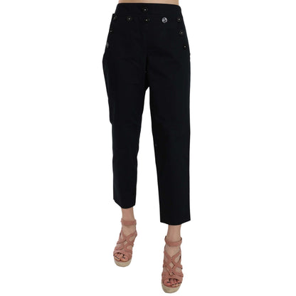 Dolce & Gabbana Black Cropped Front Button Embellished Pants Jeans & Pants