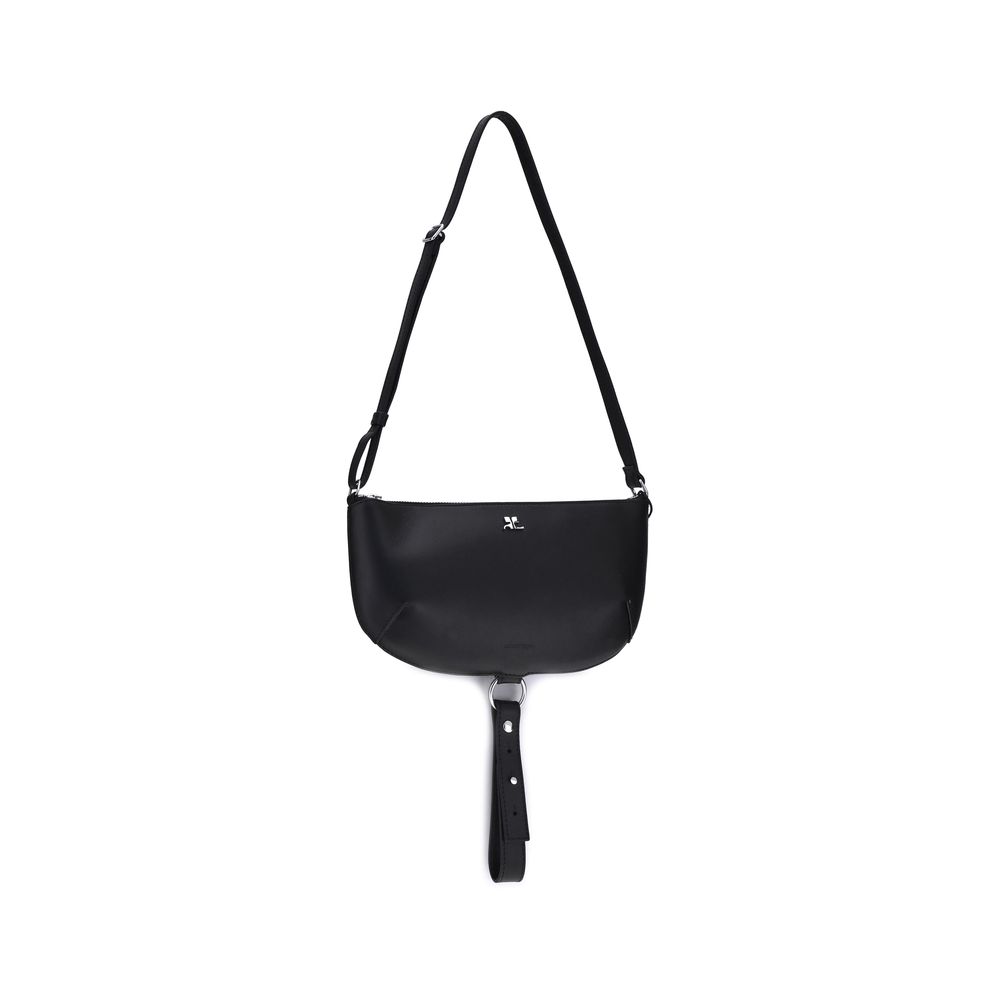 Courrèges Black Calf Leather Bos Taurus Shoulder Bag