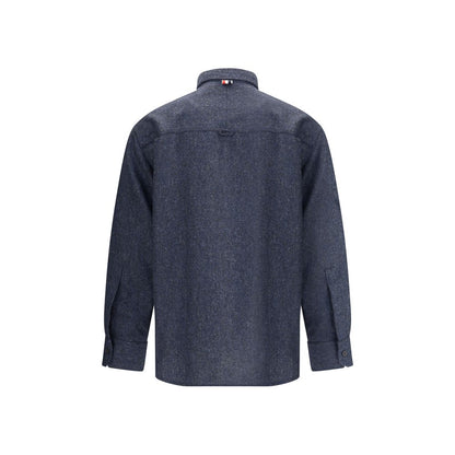 Thom Browne Blue Wool Dress Shirt