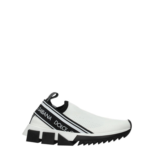 Dolce & Gabbana White Fabric Chunky Sneakers