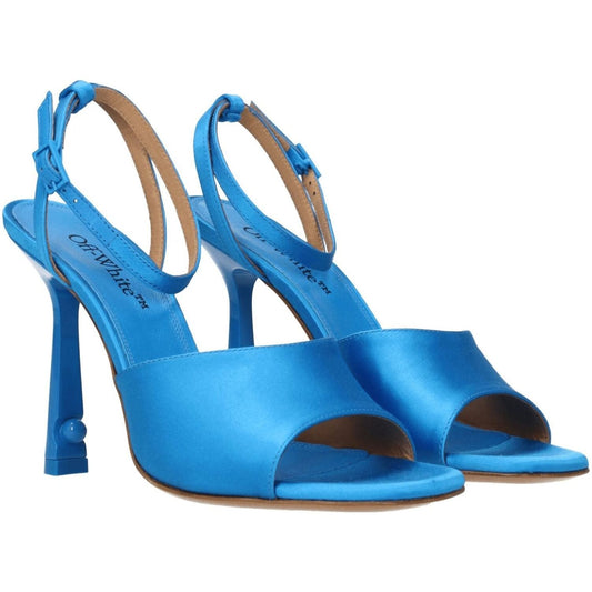 Off-White Blue Satin Stiletto Heels Sandals OF-8547286450441-EU36/US6