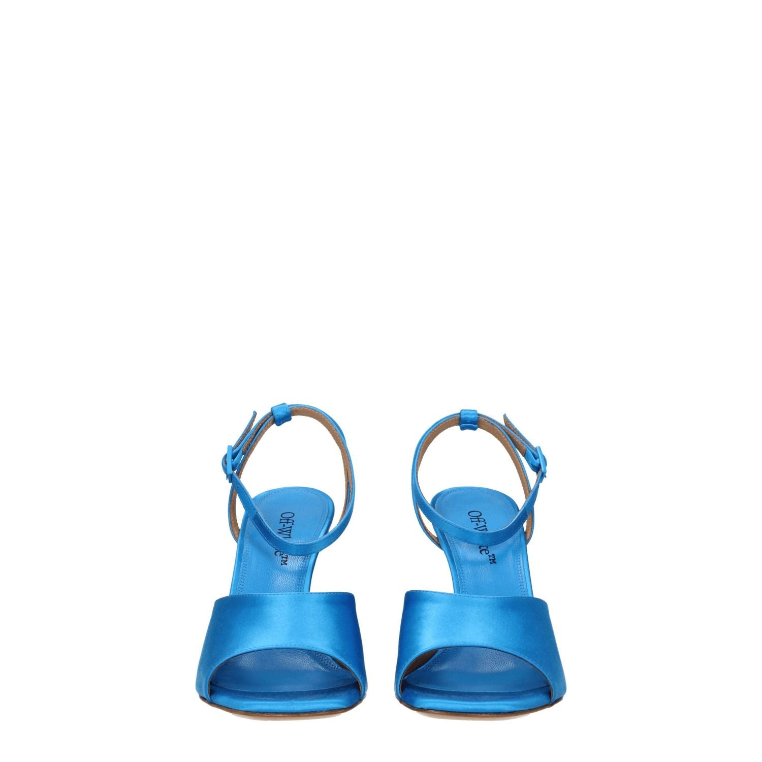 Off-White Blue Satin Stiletto Heel Sandals