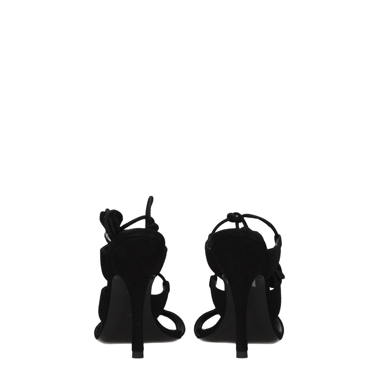 The Attico Black Leather Stiletto Heel Sandals