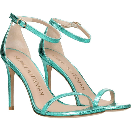 Stuart Weitzman Green Leather Stiletto Heels Sandals ST-8547287728393-EU37/US7