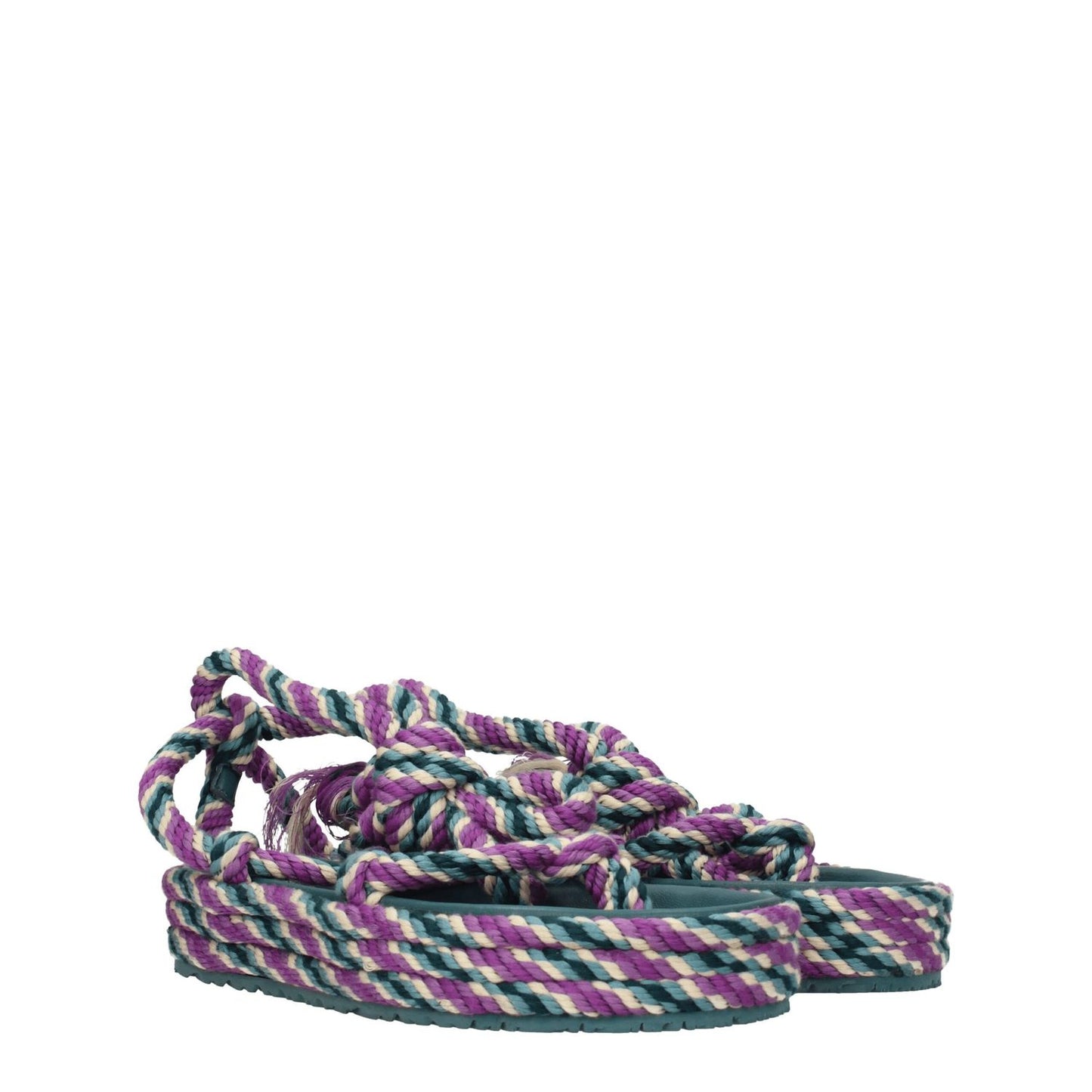 Isabel Marant Multicolor Fabric Flat Sandals with self-tie closure, open toe, rubber sole, and 4.5 cm heel height for casual style.