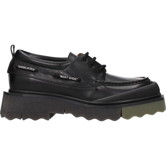 Off-White Black Leather Slip-On Loafers OF-8547312009481-EU42/US9