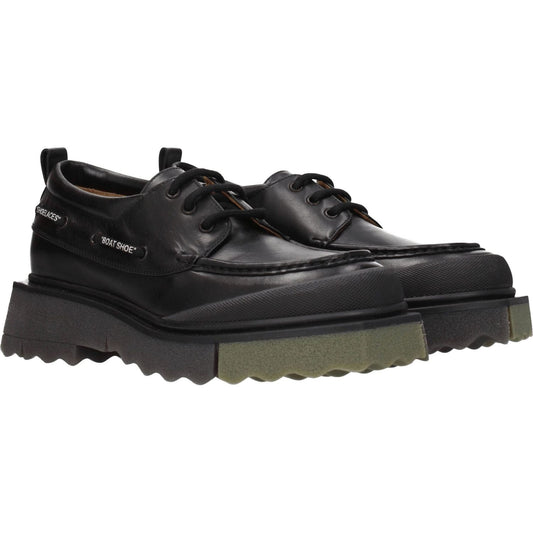 Off-White Black Leather Slip-On Loafers OF-8547312009481-EU42/US9