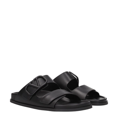 Valentino Garavani Black Leather Slippers