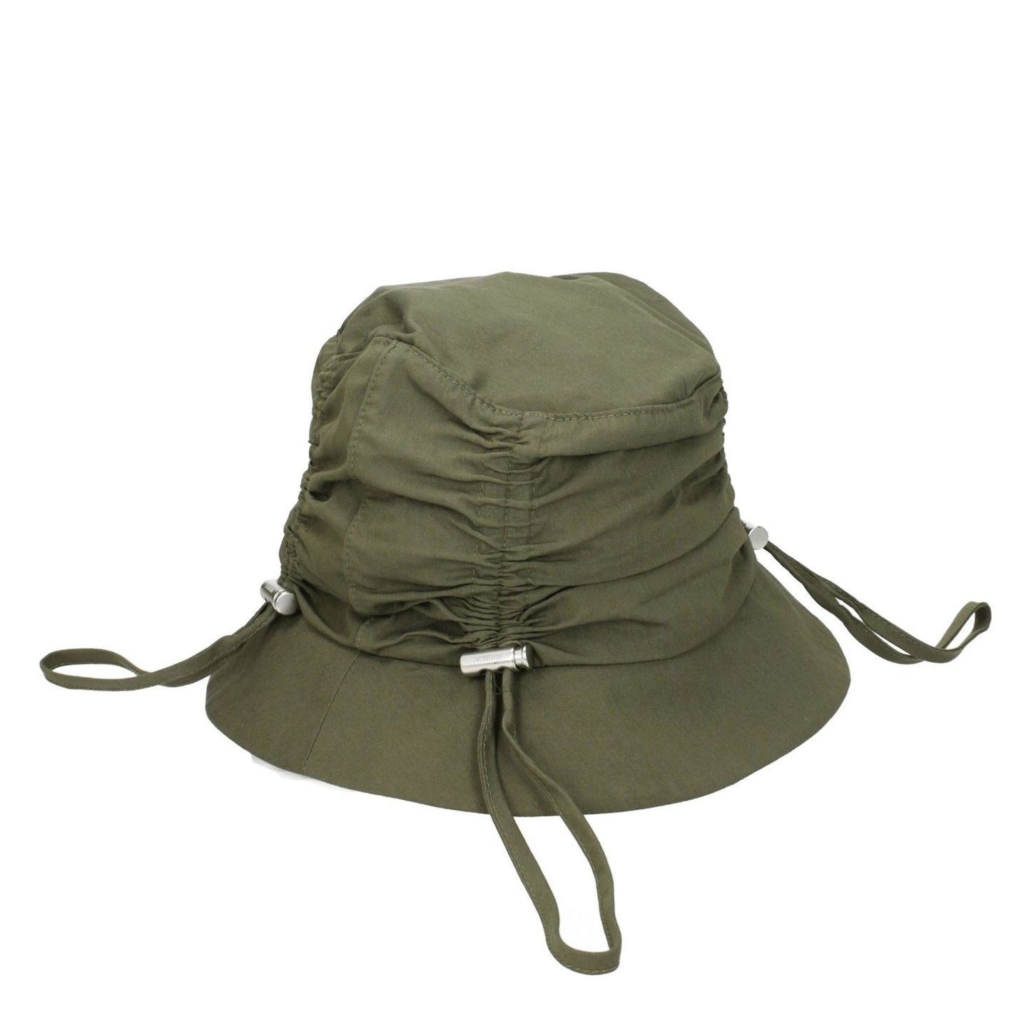 Jacquemus Green Cotton Bucket Hat with front logo, 75% cotton, casual style, khaki color accents, MPN 235AC4705047560.