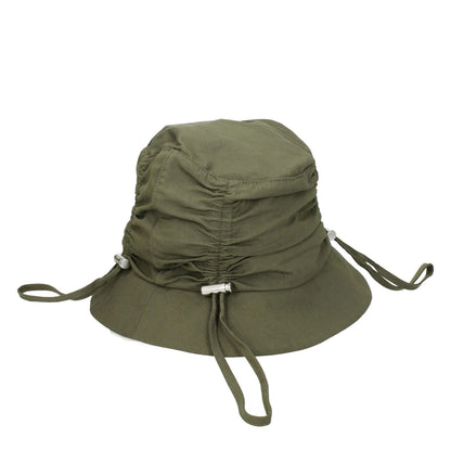 Jacquemus Green Cotton Bucket Hat with front logo, 75% cotton, casual style, khaki color accents, MPN 235AC4705047560.