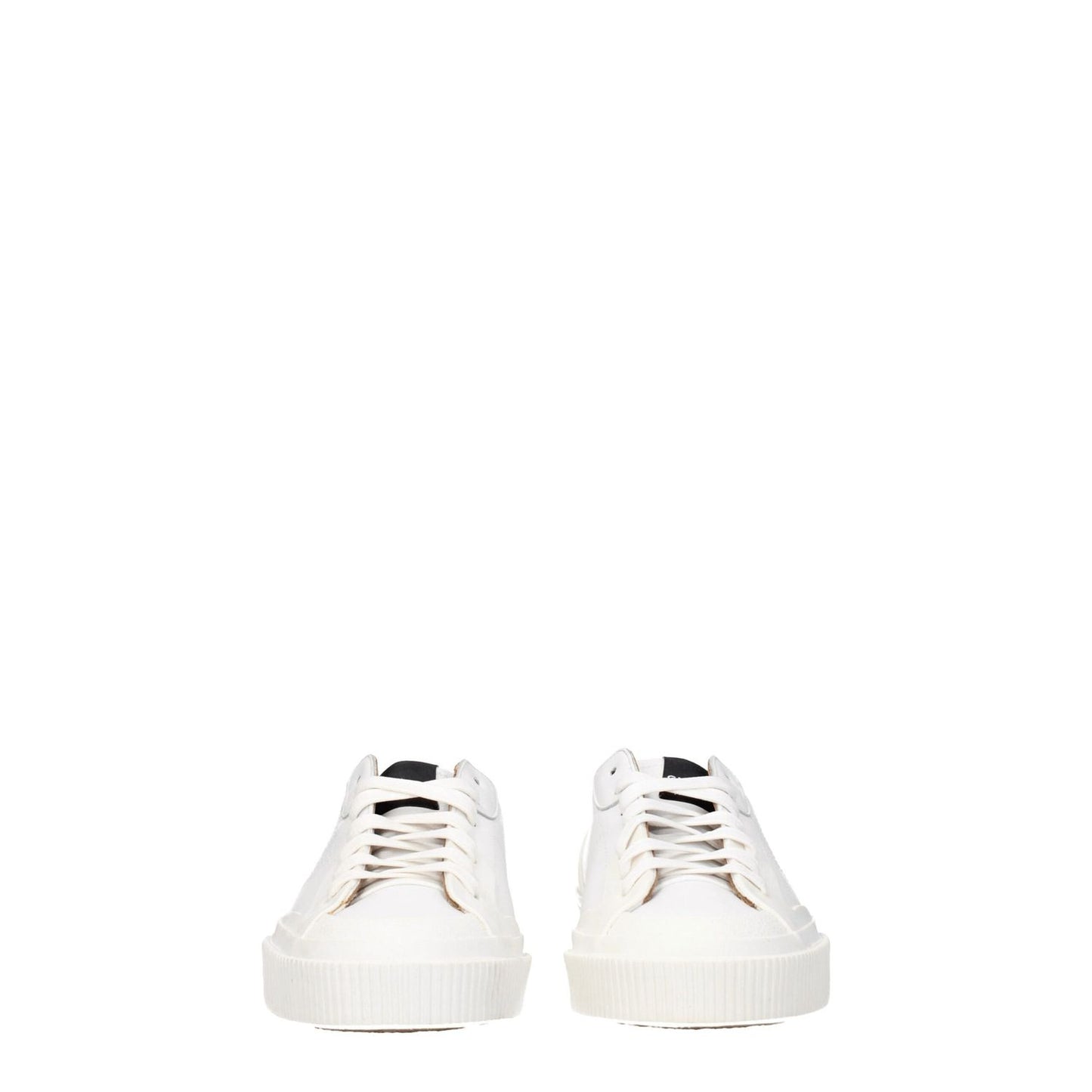 Givenchy White Leather Low Top Sneakers with logos, round toe, lace-up closure, and rubber sole in optic white.