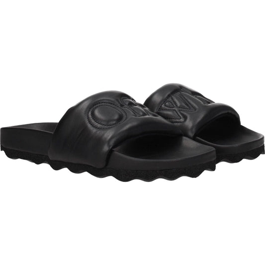 Off-White Black Leather Slippers Sandals OF-8547345727753-EU39/US6