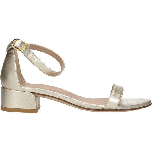 Stuart Weitzman Gold Leather Flat Sandals ST-8547354116361-EU36/US6