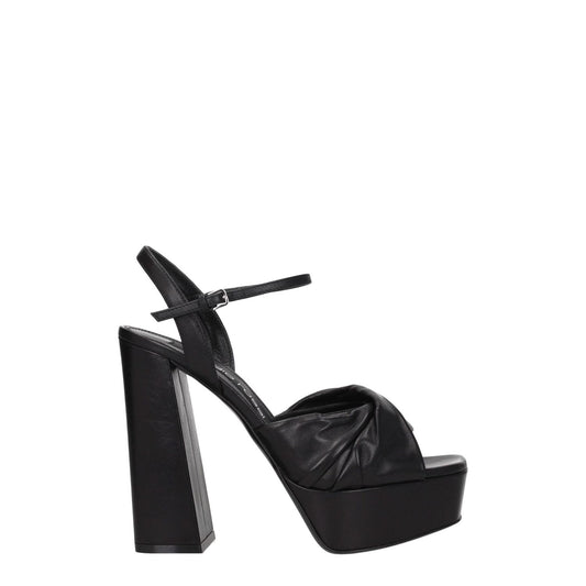 Sergio Rossi Black Leather Platforms SE-8547355853065-EU40/US10