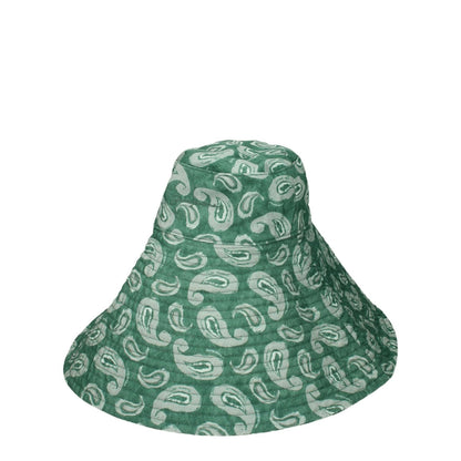 Jacquemus Green Cotton Sunhat with vintage print and side logo.