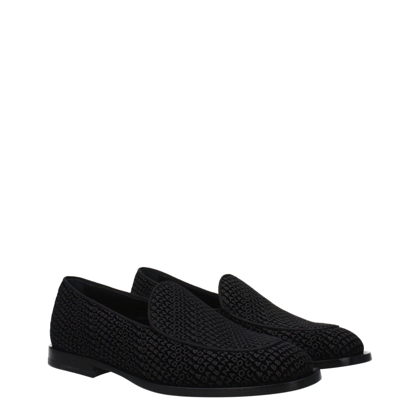 Dolce & Gabbana Black Velvet Slip-On Loafers