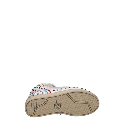 Sole view of Mou White Leather Ankle Boots featuring studs, round toe, rubber sole, and back logo. Style: Casual, Code: F66834.