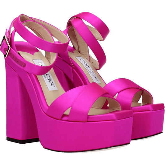 Jimmy Choo Pink Satin Platforms