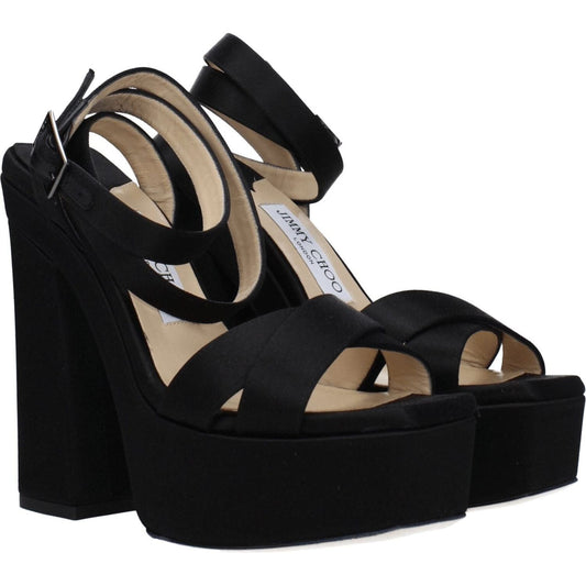 Jimmy Choo Black Satin Platforms JI-8547462152457-EU37.5/US7.5