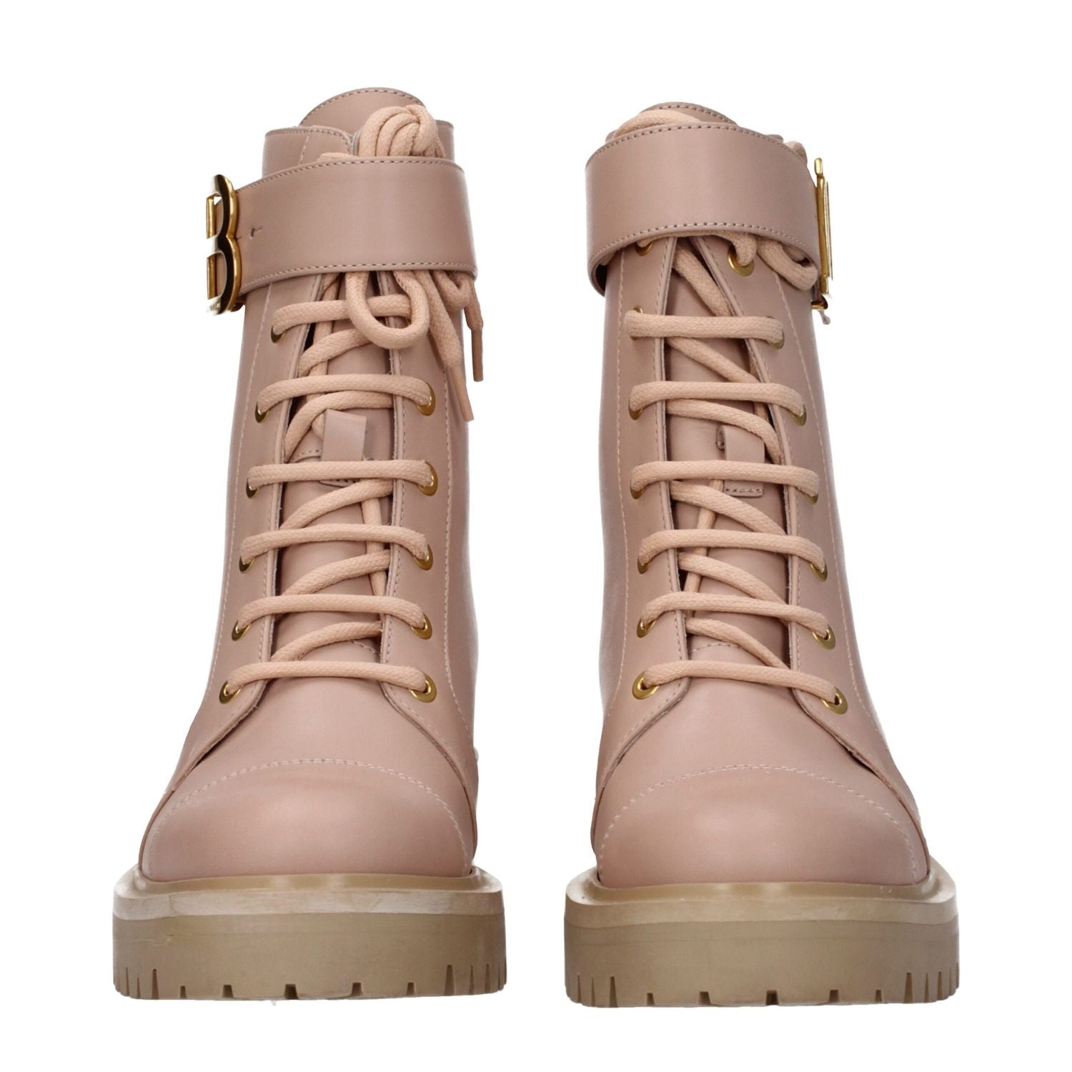Balmain Beige Leather Ankle Boots