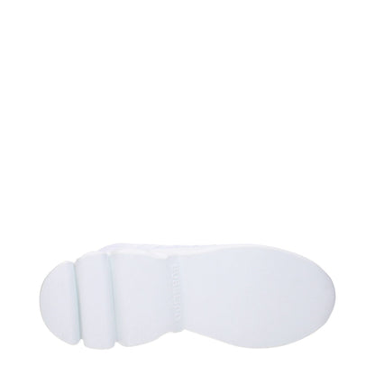 Sole view of Burberry White Leather Sneakers with rubber sole and round toe design.