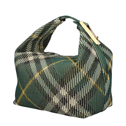 Burberry Green Fabric Handbag with gold accents and check print, medium size with zip closure, MPN 808204MEDIA7.