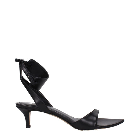 Isabel Marant Black Leather Flat Sandals IS-9256114913545-EU37/US7