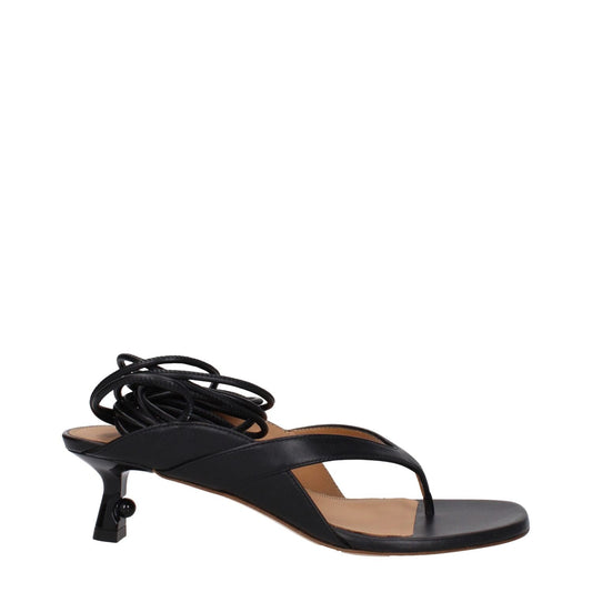 Off-White Black Leather Flip-Flop Sandals OF-9256102723849-EU36/US6