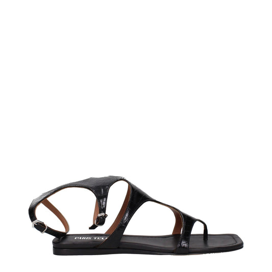 Paris Texas Black Leather Flip-Flop Sandals PA-9257534456073-EU37/US7
