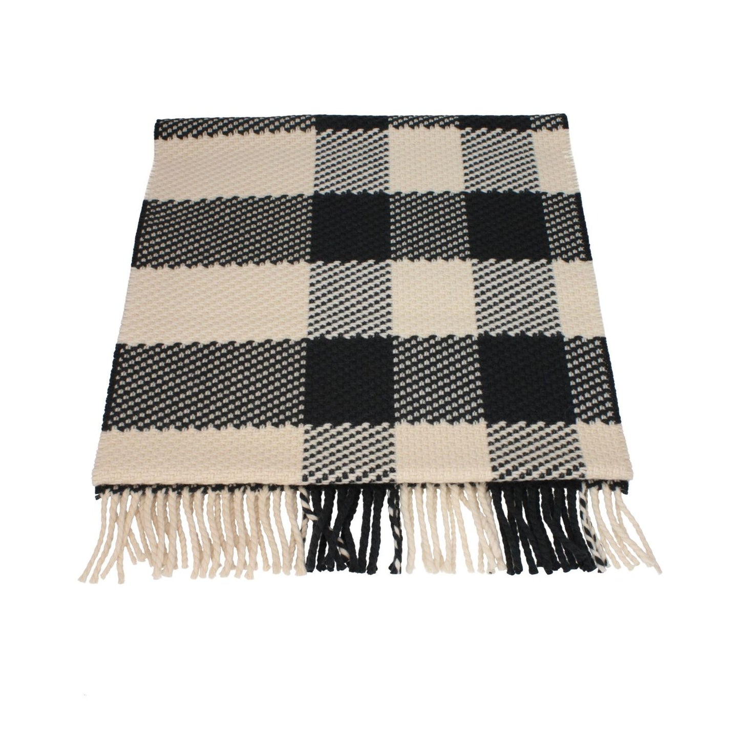 Burberry Beige Wool Scarf with check print and fringes, 50×202 cm, 100% wool, MPN 8079240