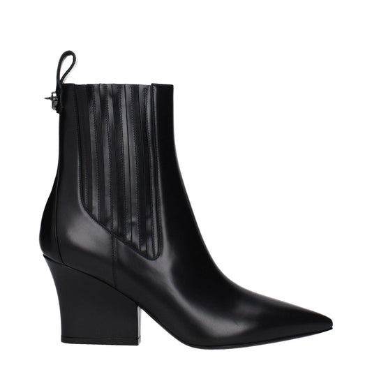 Valentino Garavani Black Leather Ankle Boots