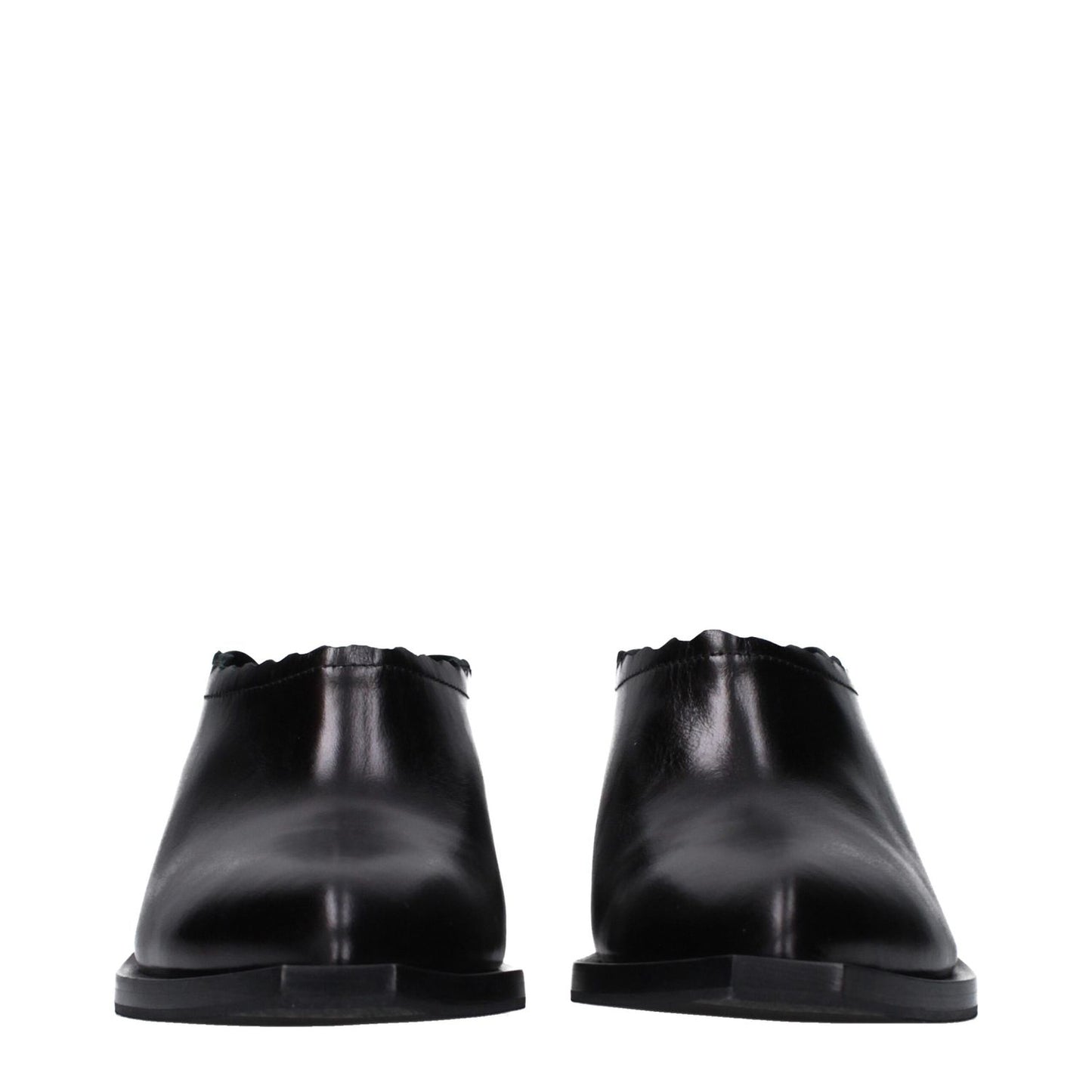 Moschino Black Leather Mules