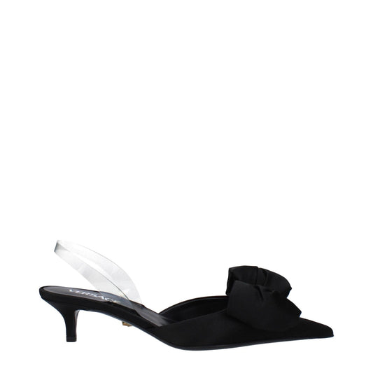Versace Black Satin Flat Sandals VE-14884877304073-EU36/US6