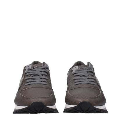 Philippe Model Gray Leather Low Top Sneakers